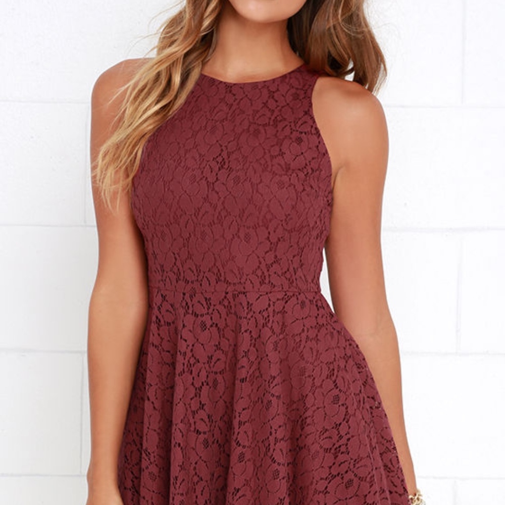 Lucy Love Maroon Lace Dress